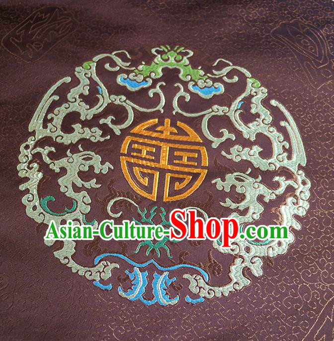 Chinese Traditional Auspicious Pattern Design Brown Brocade Fabric Asian Silk Fabric Chinese Fabric Material