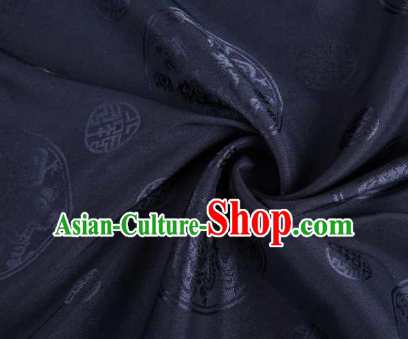 Chinese Classical Round Dragon Pattern Design Navy Brocade Traditional Hanfu Silk Fabric Tang Suit Fabric Material