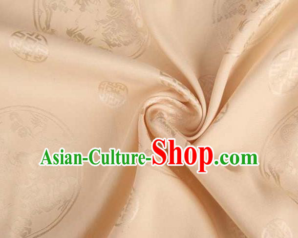 Chinese Classical Round Dragon Pattern Design Champagne Brocade Traditional Hanfu Silk Fabric Tang Suit Fabric Material