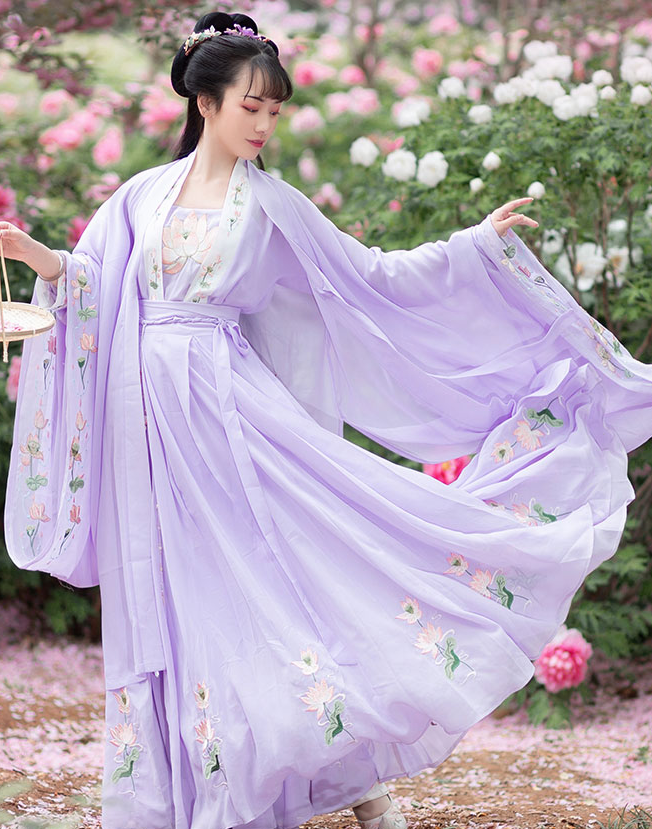 Traditional Chinese Tang Dynasty Princess Purple Hanfu Dress Ancient Peri Fairy Embroidered Historical Costume for Women