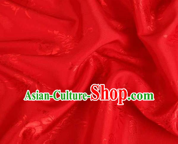Chinese Classical Begonia Pattern Design Red Brocade Traditional Hanfu Silk Fabric Tang Suit Fabric Material