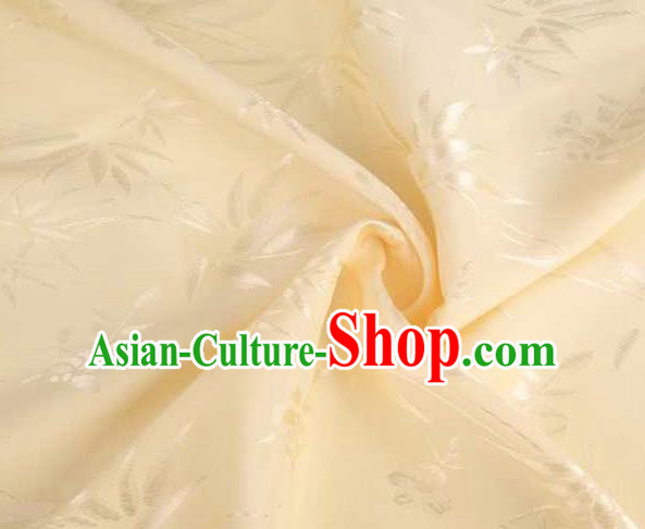Chinese Classical Bamboo Chrysanthemum Pattern Design Light Golden Brocade Traditional Hanfu Silk Fabric Tang Suit Fabric Material