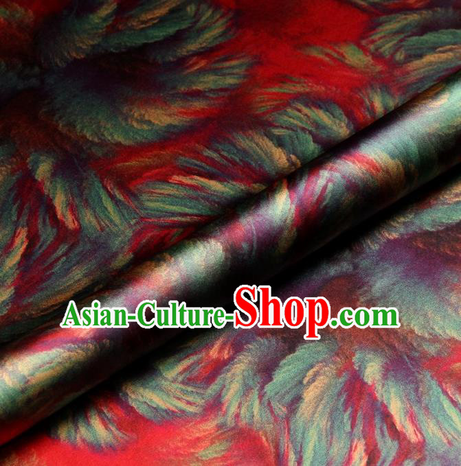 Chinese Traditional Pattern Design Red Satin Watered Gauze Brocade Fabric Asian Silk Fabric Material
