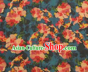 Chinese Traditional Pattern Design Lake Blue Satin Watered Gauze Brocade Fabric Asian Silk Fabric Material