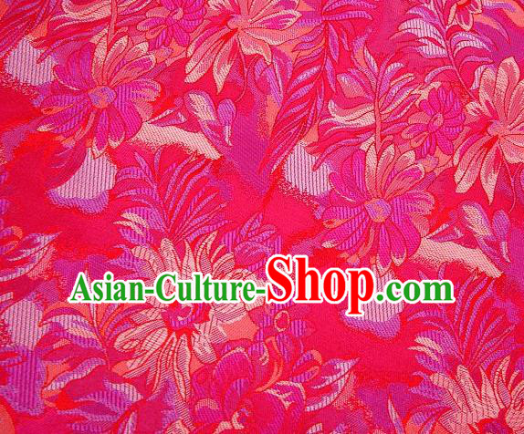 Chinese Classical Flowers Pattern Design Rosy Brocade Traditional Hanfu Silk Fabric Tang Suit Fabric Material