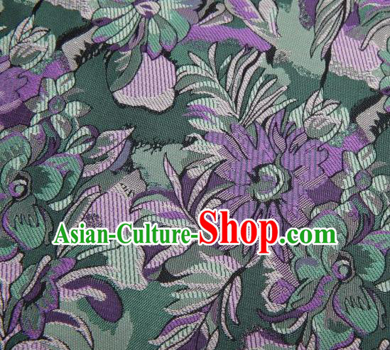 Chinese Classical Flowers Pattern Design Green Brocade Traditional Hanfu Silk Fabric Tang Suit Fabric Material