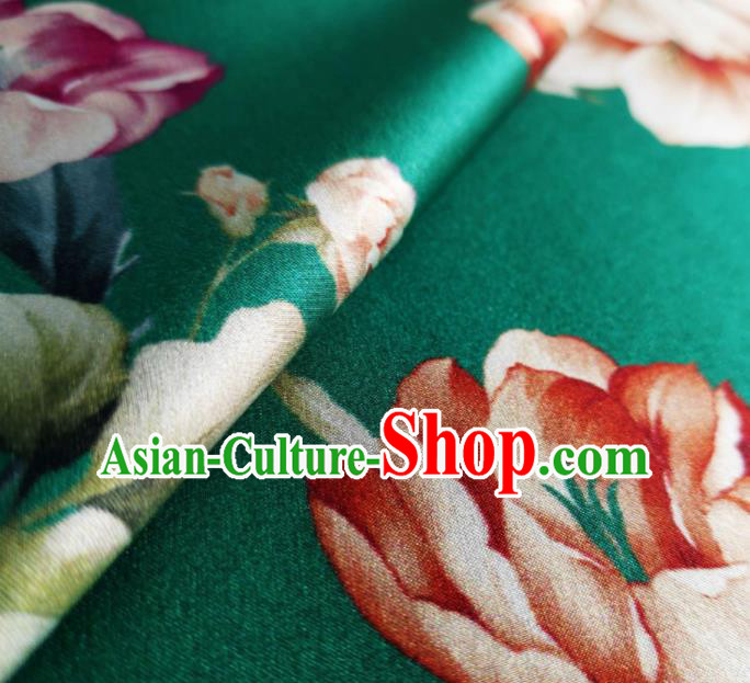 Chinese Traditional Pattern Design Green Satin Watered Gauze Brocade Fabric Asian Silk Fabric Material