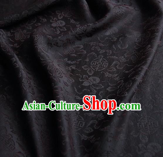 Chinese Traditional Cucurbit Pattern Design Black Satin Watered Gauze Brocade Fabric Asian Silk Fabric Material