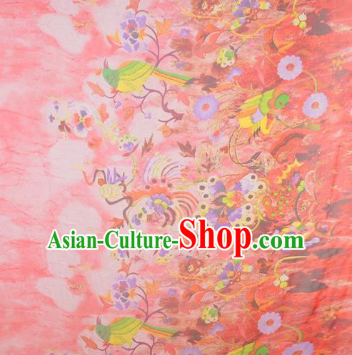 Chinese Traditional Phoenix Pattern Design Satin Watered Gauze Brocade Fabric Asian Silk Fabric Material