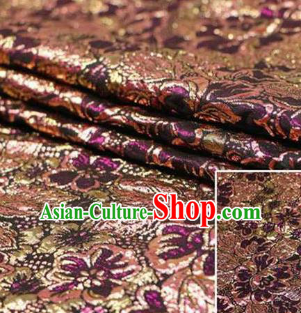 Chinese Classical Pattern Design Deep Purple Brocade Asian Traditional Hanfu Silk Fabric Tang Suit Fabric Material