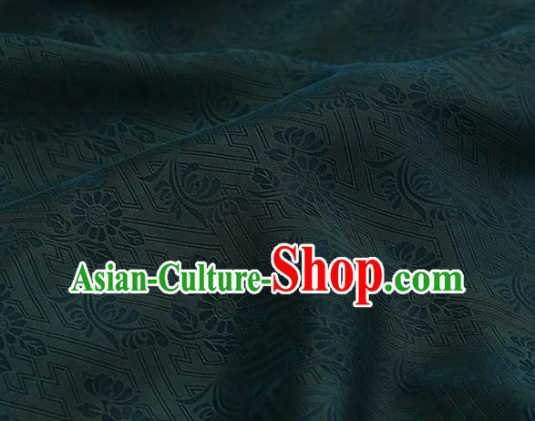 Chinese Traditional Chrysanthemum Pattern Design Green Satin Watered Gauze Brocade Fabric Asian Silk Fabric Material