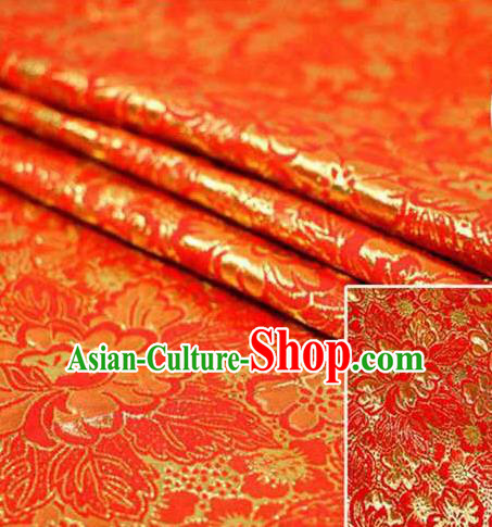 Chinese Classical Pattern Design Red Brocade Asian Traditional Hanfu Silk Fabric Tang Suit Fabric Material