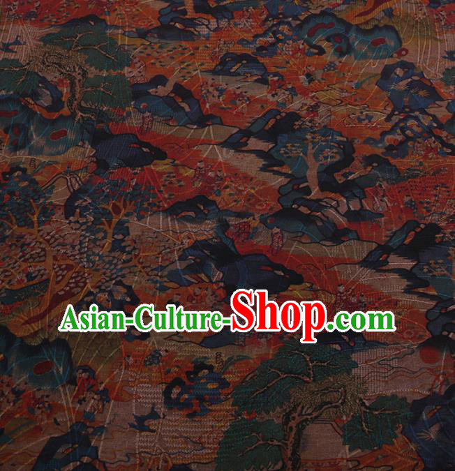 Traditional Chinese Satin Classical Children Pattern Design Watered Gauze Brocade Fabric Asian Silk Fabric Material