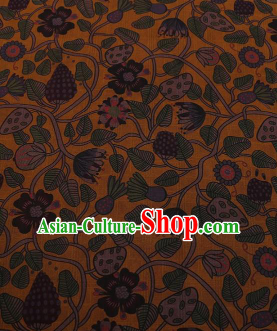 Traditional Chinese Satin Classical Strawberry Pattern Design Yellow Watered Gauze Brocade Fabric Asian Silk Fabric Material