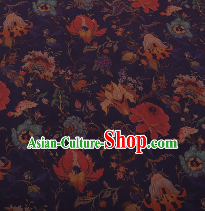 Traditional Chinese Satin Classical Pattern Design Purple Watered Gauze Brocade Fabric Asian Silk Fabric Material