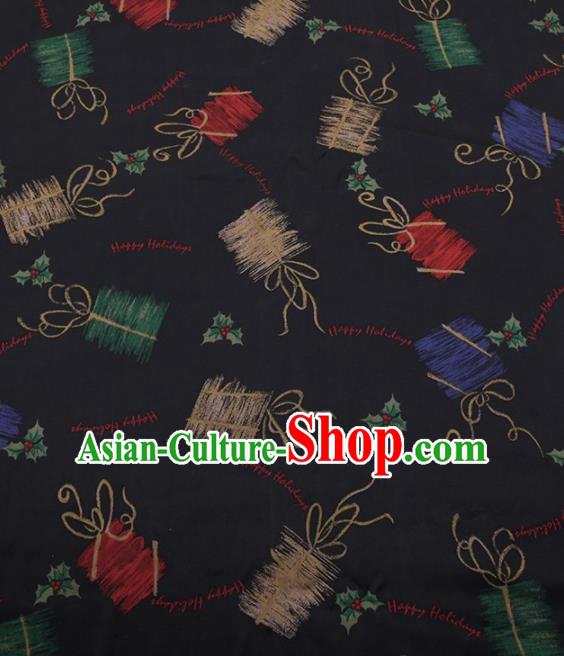 Traditional Chinese Satin Classical Pattern Design Black Watered Gauze Brocade Fabric Asian Silk Fabric Material