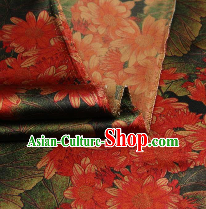 Traditional Chinese Satin Classical Sunflowers Pattern Design Red Watered Gauze Brocade Fabric Asian Silk Fabric Material