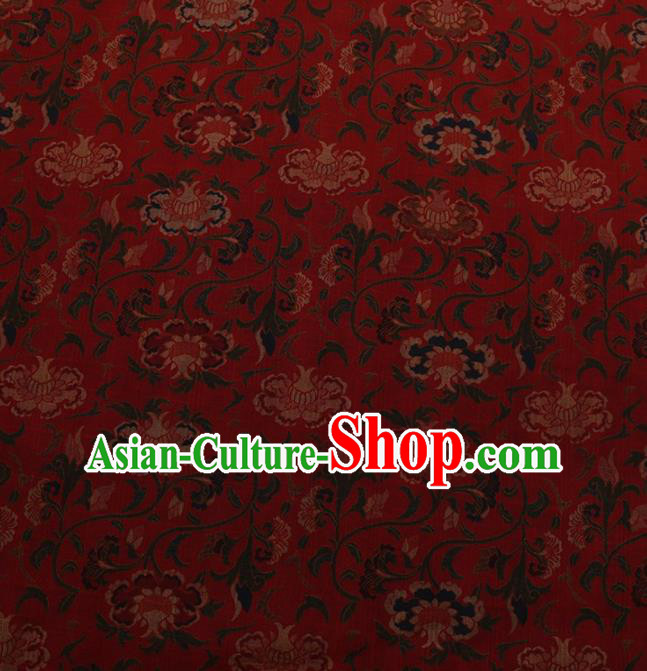 Traditional Chinese Satin Classical Pomegranate Flowers Pattern Design Red Watered Gauze Brocade Fabric Asian Silk Fabric Material