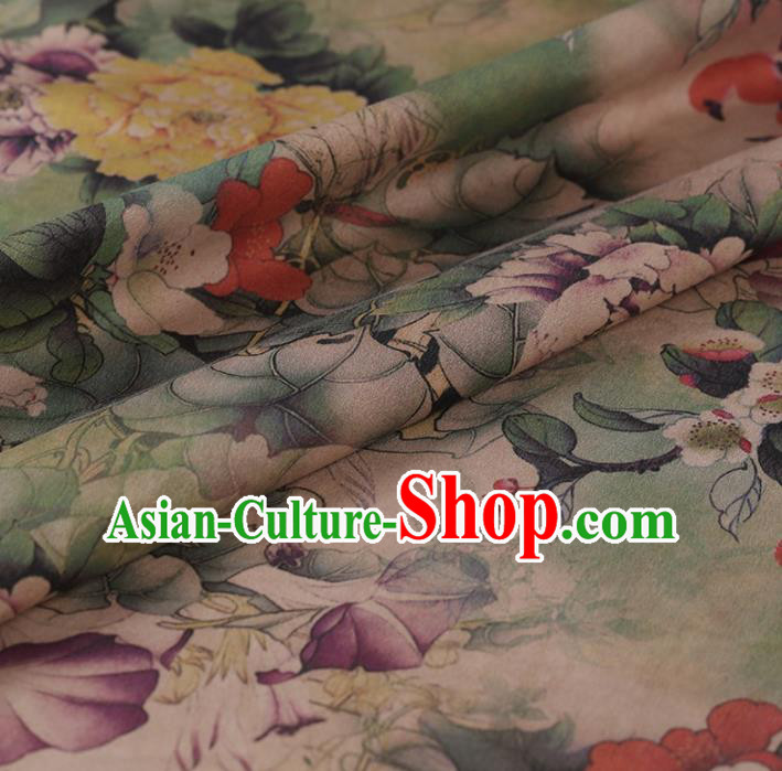 Chinese Traditional Peony Flowers Pattern Design Satin Watered Gauze Brocade Fabric Asian Silk Fabric Material