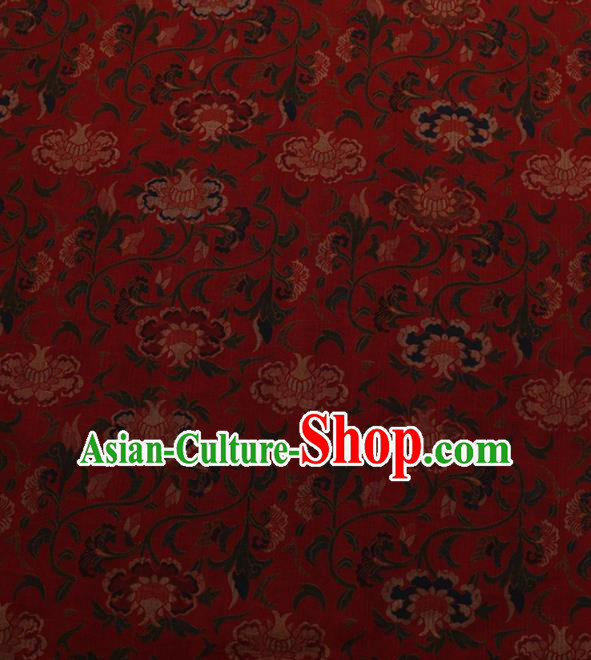 Traditional Chinese Satin Classical Pomegranate Flower Pattern Design Red Watered Gauze Brocade Fabric Asian Silk Fabric Material