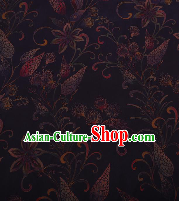 Traditional Chinese Satin Classical Wheat Pattern Design Purple Watered Gauze Brocade Fabric Asian Silk Fabric Material