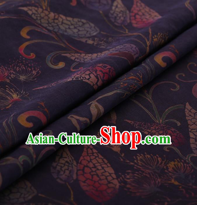 Traditional Chinese Satin Classical Wheat Pattern Design Purple Watered Gauze Brocade Fabric Asian Silk Fabric Material