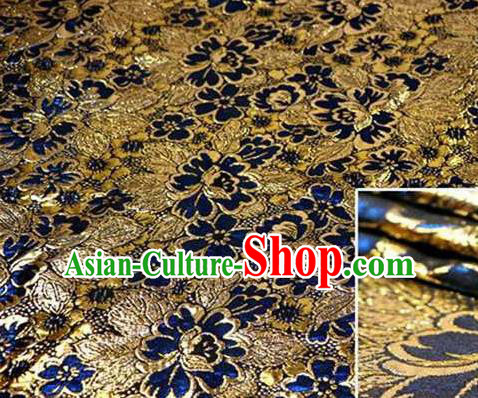 Chinese Classical Begonia Pattern Design Royalblue Brocade Asian Traditional Hanfu Silk Fabric Tang Suit Fabric Material