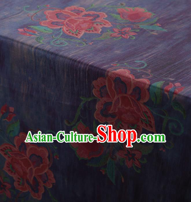 Chinese Traditional Embroidered Peony Pattern Design Purple Satin Watered Gauze Brocade Fabric Asian Silk Fabric Material