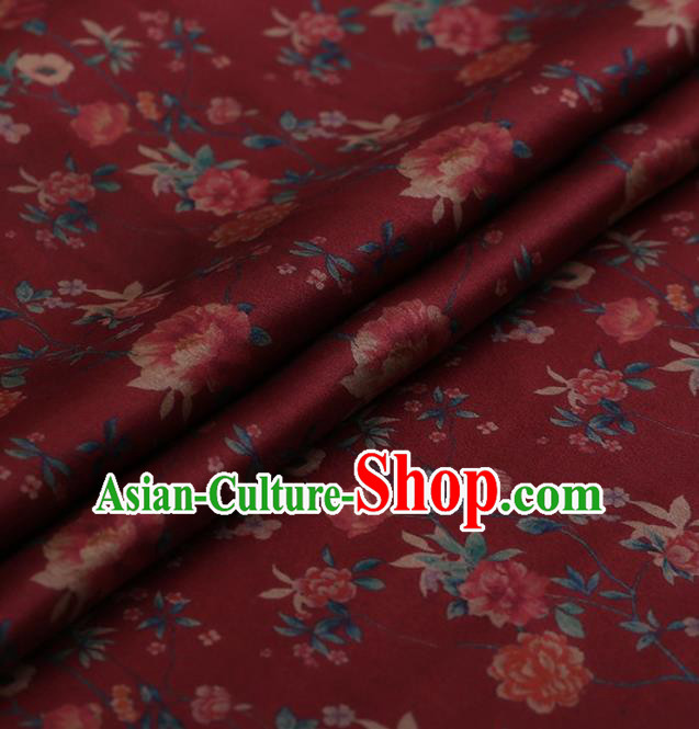 Traditional Chinese Classical Changmi Pattern Design Red Satin Watered Gauze Brocade Fabric Asian Silk Fabric Material