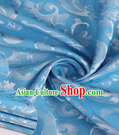 Chinese Classical Didymaotus Pattern Design Blue Brocade Traditional Hanfu Silk Fabric Tang Suit Fabric Material