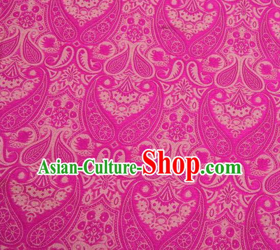 Chinese Classical Loquat Flower Pattern Design Rosy Brocade Asian Traditional Hanfu Silk Fabric Tang Suit Fabric Material