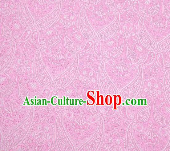 Chinese Classical Loquat Flower Pattern Design Pink Brocade Asian Traditional Hanfu Silk Fabric Tang Suit Fabric Material