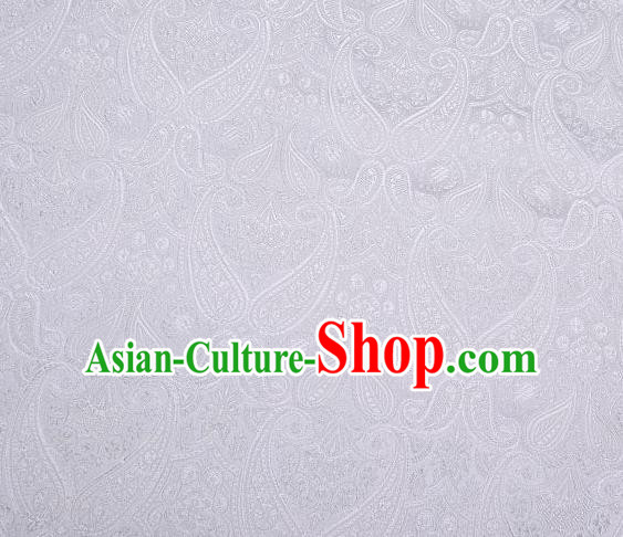 Chinese Classical Loquat Flower Pattern Design White Brocade Asian Traditional Hanfu Silk Fabric Tang Suit Fabric Material