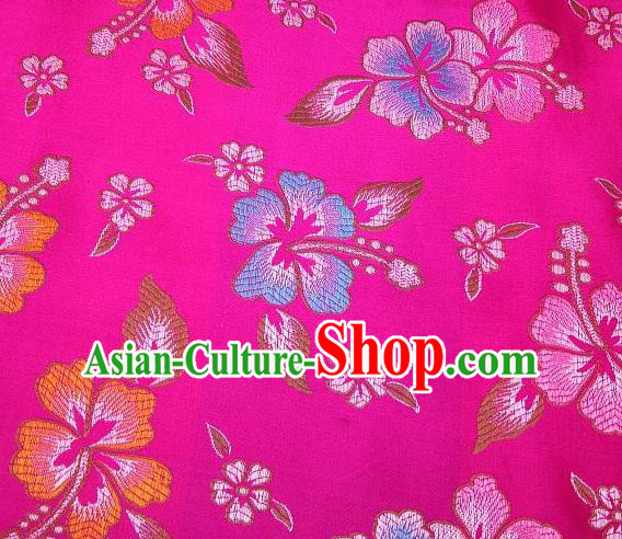 Chinese Classical Flower Pattern Design Rosy Brocade Asian Traditional Hanfu Silk Fabric Tang Suit Fabric Material