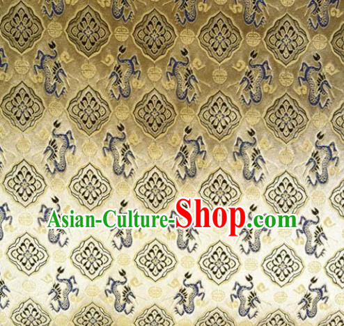 Chinese Classical Dragons Pattern Design Golden Brocade Asian Traditional Hanfu Silk Fabric Tang Suit Fabric Material