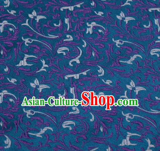 Chinese Classical Scroll Pattern Design Peacock Blue Brocade Asian Traditional Hanfu Silk Fabric Tang Suit Fabric Material