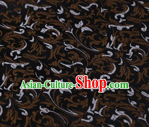 Chinese Classical Scroll Pattern Design Black Brocade Asian Traditional Hanfu Silk Fabric Tang Suit Fabric Material