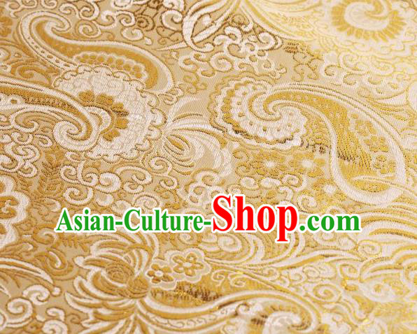 Chinese Classical Charonia Tritonis Pattern Design Light Golden Brocade Asian Traditional Hanfu Silk Fabric Tang Suit Fabric Material