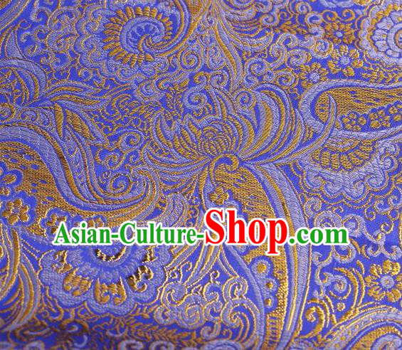 Chinese Classical Charonia Tritonis Pattern Design Blue Brocade Asian Traditional Hanfu Silk Fabric Tang Suit Fabric Material