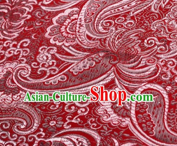 Chinese Classical Charonia Tritonis Pattern Design Red Brocade Asian Traditional Hanfu Silk Fabric Tang Suit Fabric Material