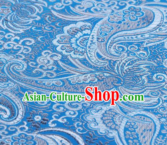 Chinese Classical Charonia Tritonis Pattern Design Light Blue Brocade Asian Traditional Hanfu Silk Fabric Tang Suit Fabric Material