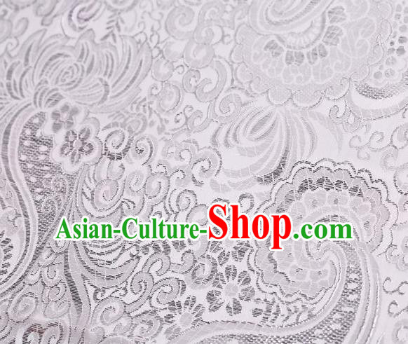 Chinese Classical Charonia Tritonis Pattern Design White Brocade Asian Traditional Hanfu Silk Fabric Tang Suit Fabric Material