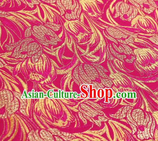 Chinese Classical Tulip Pattern Design Rosy Brocade Asian Traditional Hanfu Silk Fabric Tang Suit Fabric Material