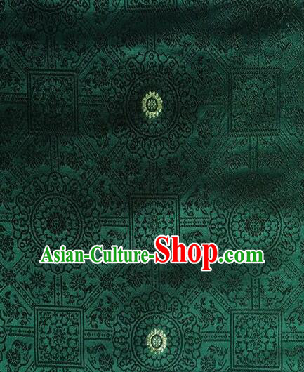 Chinese Classical Galsang Flower Pattern Design Green Brocade Asian Traditional Hanfu Silk Fabric Tang Suit Fabric Material