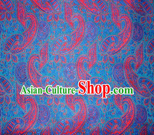 Chinese Classical Pipa Pattern Design Blue Brocade Asian Traditional Hanfu Silk Fabric Tang Suit Fabric Material