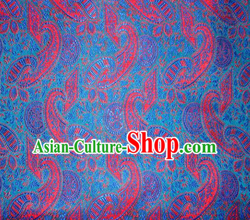 Chinese Classical Pipa Pattern Design Blue Brocade Asian Traditional Hanfu Silk Fabric Tang Suit Fabric Material