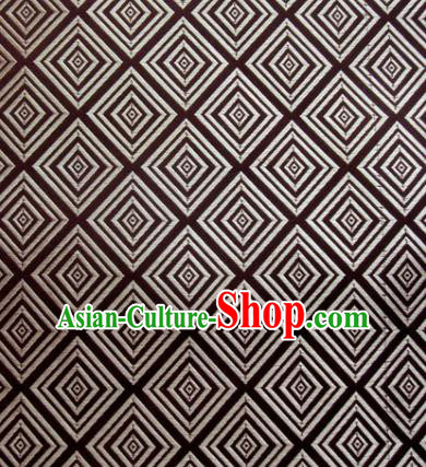 Chinese Classical Rhombus Pattern Design Brown Brocade Asian Traditional Hanfu Silk Fabric Tang Suit Fabric Material