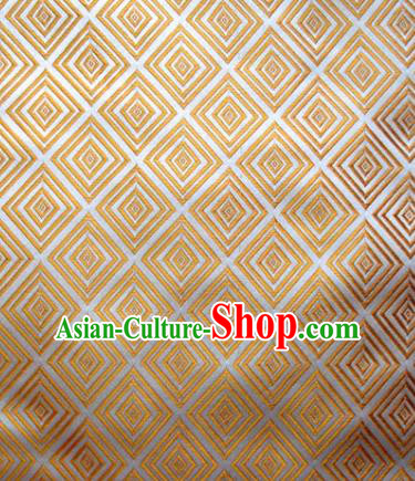 Chinese Classical Rhombus Pattern Design Golden Brocade Asian Traditional Hanfu Silk Fabric Tang Suit Fabric Material