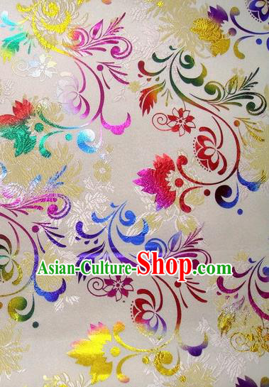 Chinese Classical Pattern Design White Brocade Asian Traditional Hanfu Silk Fabric Tang Suit Fabric Material