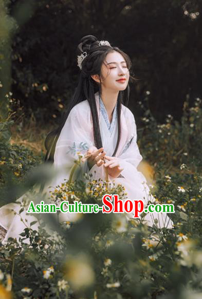 Traditional Chinese Jin Dynasty Court Princess Embroidered Hanfu Dress Ancient Drama Peri Goddess Historical Costume for Women